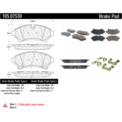 Posi Quiet Ceramic Brake Pads with Shims and Hardware , Posi Quiet 105.07530