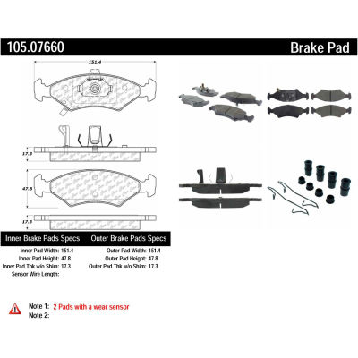 Posi Quiet Ceramic Brake Pads with Shims and Hardware , Posi Quiet 105.07660