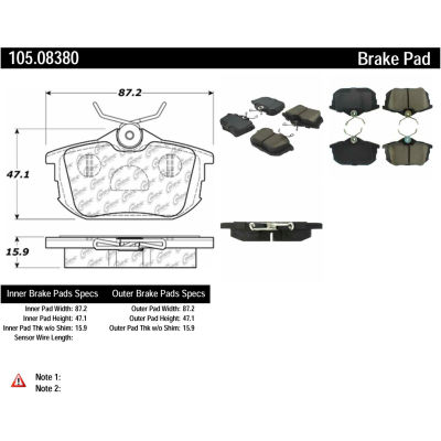 Posi Quiet Ceramic Brake Pads with Shims , Posi Quiet 105.08380
