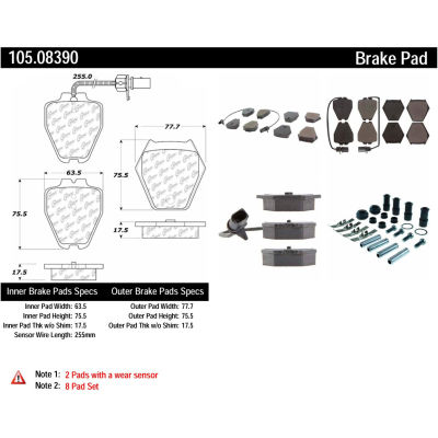 Posi Quiet Ceramic Brake Pads with Shims and Hardware , Posi Quiet 105.08390