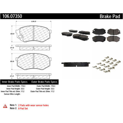 Posi Quiet Extended Wear Brake Pads with Shims and Hardware , Posi Quiet 106.07350