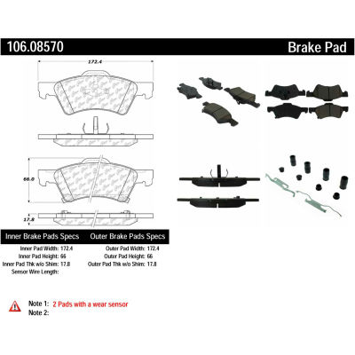 Posi Quiet Extended Wear Brake Pads with Shims and Hardware , Posi Quiet 106.08570