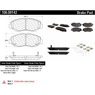 Posi Quiet Extended Wear Brake Pads with Shims and Hardware , Posi Quiet 106.09142