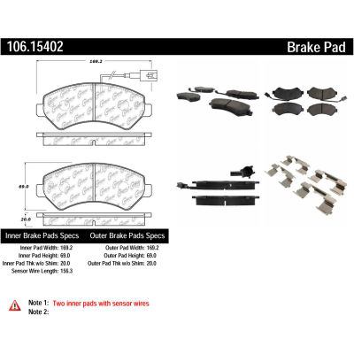 Posi Quiet Extended Wear Brake Pads with Shims and Hardware , Posi Quiet 106.15402