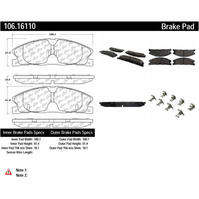 Posi Quiet Extended Wear Brake Pads with Shims and Hardware , Posi Quiet 106.16110