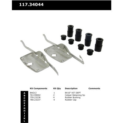 Centric Disc Brake Hardware Kit, Centric Parts 117.34044