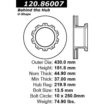 Centric Premium Brake Rotor, Centric Parts 120.86007