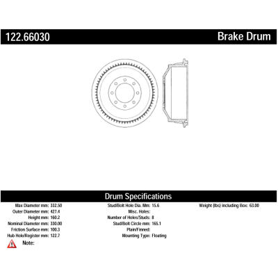 Centric Parts 122.66030 Brake Drum