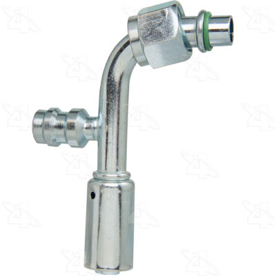 90 Degree Female Standard O-Ring Reduced A/C Fitting w/ R134a Service Port - Four Seasons 18068