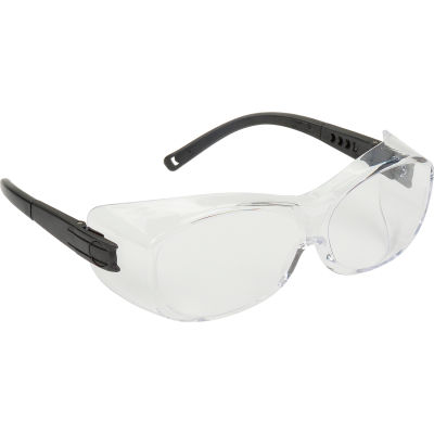 Ots® Safety Glasses Clear Anti-Fog Lens , Black Temples