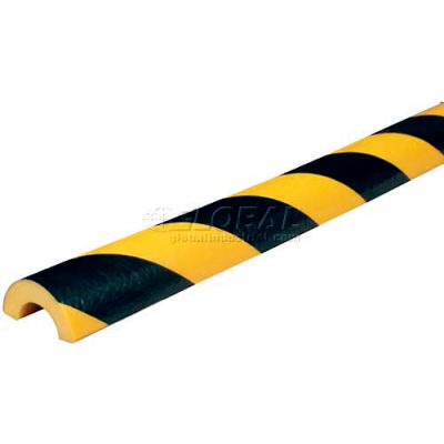 Knuffi Pipe Bumper Guard, Type R30, 196-3/4"L x 2"W x 1"H, Black & Yellow, 60-6792