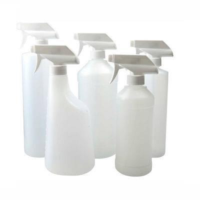 Qorpak PLC-03431 16oz Natural HDPE Cylinder Bottle with 28-400 White PP Trigger Sprayer, Case of 6