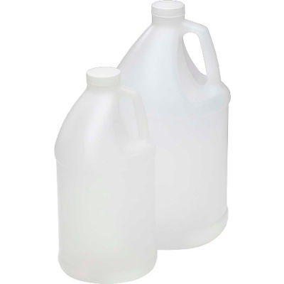 Qorpak PLC-03501 64oz Natural HDPE Handled Round Jug with 38-400 Black Phenolic Cap, Case of 40