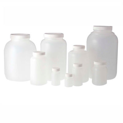 Qorpak PLC-03610 32oz Natural HDPE Wide Mouth Round Bottle with 53-400 White PP Cap, Case of 12