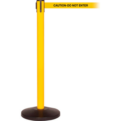 SafetyMaster 450 Retractable Belt Barrier, 40" Yellow Post, 11' Yellow "Caution-Do Not Enter" Belt - Pkg Qty 2