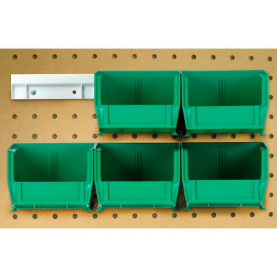 Quantum HNS200 Hang & Stack Bins w/Two 12" Rails, Six Bins 4-1/8"W x 5"D x 3"H, Green