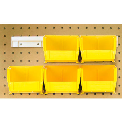 Quantum HNS220 Hang & Stack Bins w/Two 12" Rails, Six Bins 4-1/8"W x 7-3/8"D x 3"H, Yellow