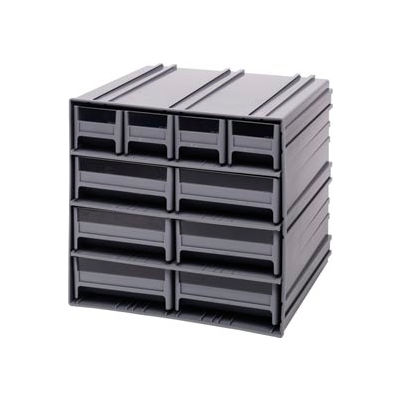 Quantum Interlocking Storage Cabinet QIC-4163 - 11-3/4"Wx11-3/8"Dx11"H - 10 Gray Drawers