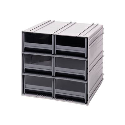 Quantum Interlocking Storage Cabinet QIC-64 - 11-3/4"Wx11-3/8"Dx11"H - 6 Gray Drawers
