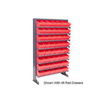 Quantum QPRS-567 Single Sided Rack 12"x36"x60" with 44 Red Euro Drawers