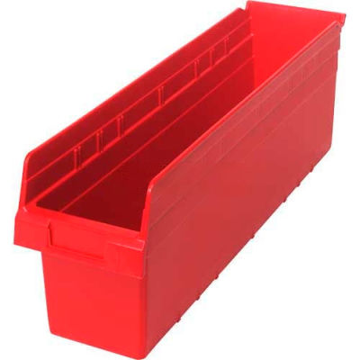 Plastic Nesting Storage Shelf Bin QSB806 6-5/8"W x 23-5/8"D x 8"H Red - Pkg Qty 8