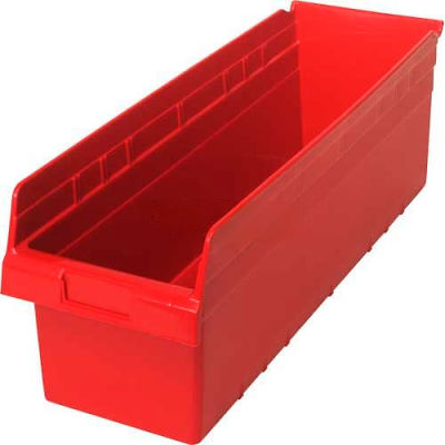 Plastic Nesting Storage Shelf Bin QSB814 8-3/8"W x 23-5/8"D x 8"H Red - Pkg Qty 6