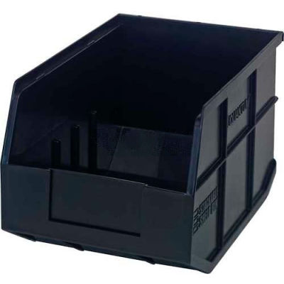 Quantum Plastic Stacking and Hanging Shelf Bin SSB423 8-1/4"W x 12"D x 7"H, Black - Pkg Qty 6