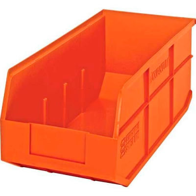 Quantum Plastic Stackable Shelf Bin SSB463 8-1/4"W x 18"D x 7"H, Orange - Pkg Qty 6