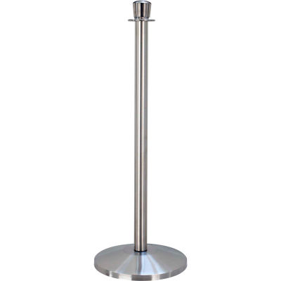 Queueway Post Rope Crowd Control Queue Classic Stanchion, Satin Stainless Economy Line - Pkg Qty 2