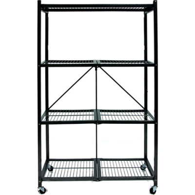 Origami R5-01W General Purpose Collapsible Shelf With Wheels, 4 Tier Steel