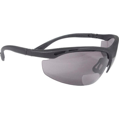 Radians® CH1-220 Cheaters Bi-Focal Safety Glasses, Smoke 2.0 Lens, Black Frame - Pkg Qty 12
