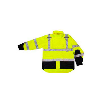 Radians RW32-3Z1Y Heavy Duty Rip Stop Waterproof Rain Jacket, Hi-Viz Lime, 3XL