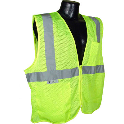 Radians® SV2Z Economy Class 2 Mesh Safety Vest W/ Zipper, Hi-Vis Green, S - Pkg Qty 12