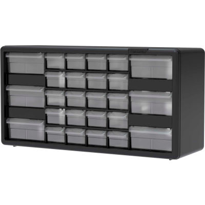 Akro-Mils Plastic Drawer Parts Cabinet 10126 - 20"W x 6-3/8"D x 10-1/4"H, Black, 26 Drawers