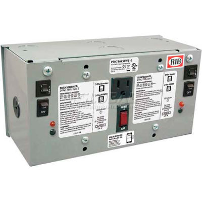 RIB® AC Power Supply PSH75A75AWB10, Enclosed, Dual, 75VA, Multi-Tap-24VAC, 10A Breaker