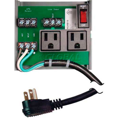 RIB® UPS Interface Board PSM2RB10, 10A Breaker/Switch, 120VAC, 2 Outlets, Power Cord