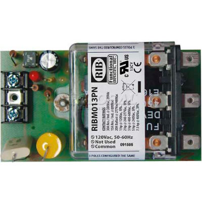 RIB® Panel Relay RIBM013PN, 4" x 2.45", 20A, 3PDT, 120VAC