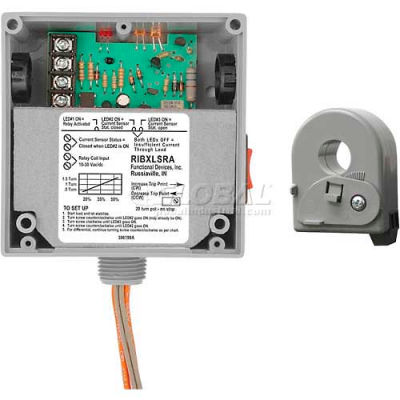 RIB® Enclosed Solid-Core AC Sensor W/Relay RIBXLSRA, Adj., 10A, SPST, 10-30VAC/DC, Override