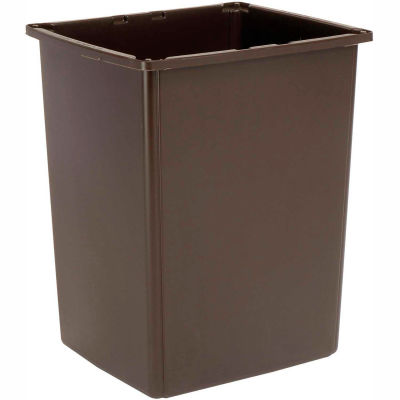 Rubbermaid® Plastic Square Trash Can With Raised Tabs, 56 Gallon, Brown