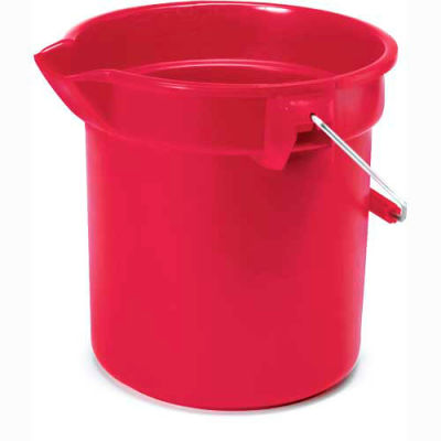 Rubbermaid® Brute 10 Qt. Round Plastic Utility Bucket 10-1/2" Dia x 10-1/4"H, Red - RCP2963RED - Pkg Qty 12