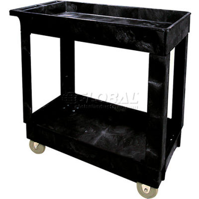 Rubbermaid® Plastic Utility Cart w/2 Shelves, 300 lb. Capacity, 34"L x 16"W x 31-1/4"H, Black