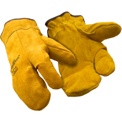 3-Finger Leather Mitt, Gold - Large