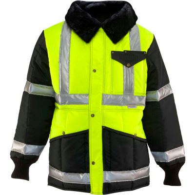 RefrigiWear Iron-Tuff™ Jackoat™, Black/HiVis Lime, -50° Comfort Rating, S Regular