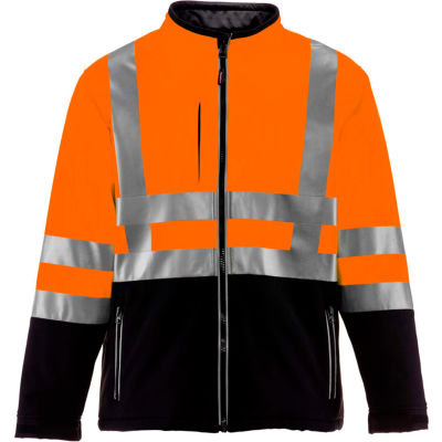 RefrigiWear HiVis Insulated Softshell Jacket, Black/Orange, Class 2, -10°F Comfort Rating, M