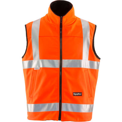 RefrigiWear HiVis Reversible Softshell Vest, Orange/Black, Class 2, 20° Comfort Rating, M