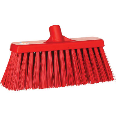 Vikan 29154 13" Push Broom- Extra Stiff, Red