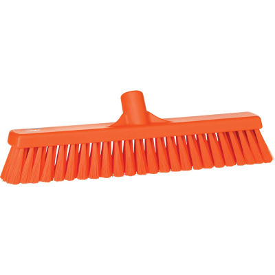 Vikan 31797 16" Small Particle Push Broom- Soft, Orange
