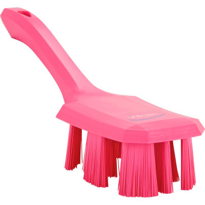 Vikan 41791 UST Short Handle Scrubbing Brush- Stiff, Pink