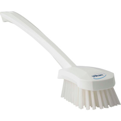 Vikan 41865 Long Handle Scrubbing Brush- Stiff, White