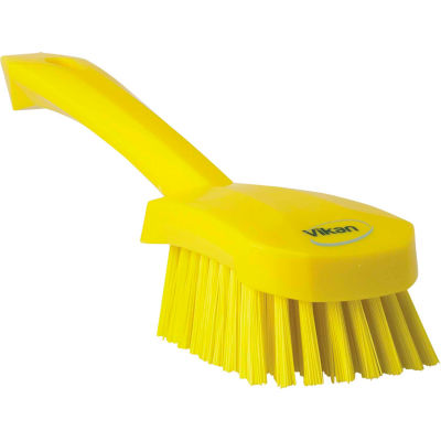 Vikan 41926 Short Handle Scrubbing Brush- Stiff, Yellow